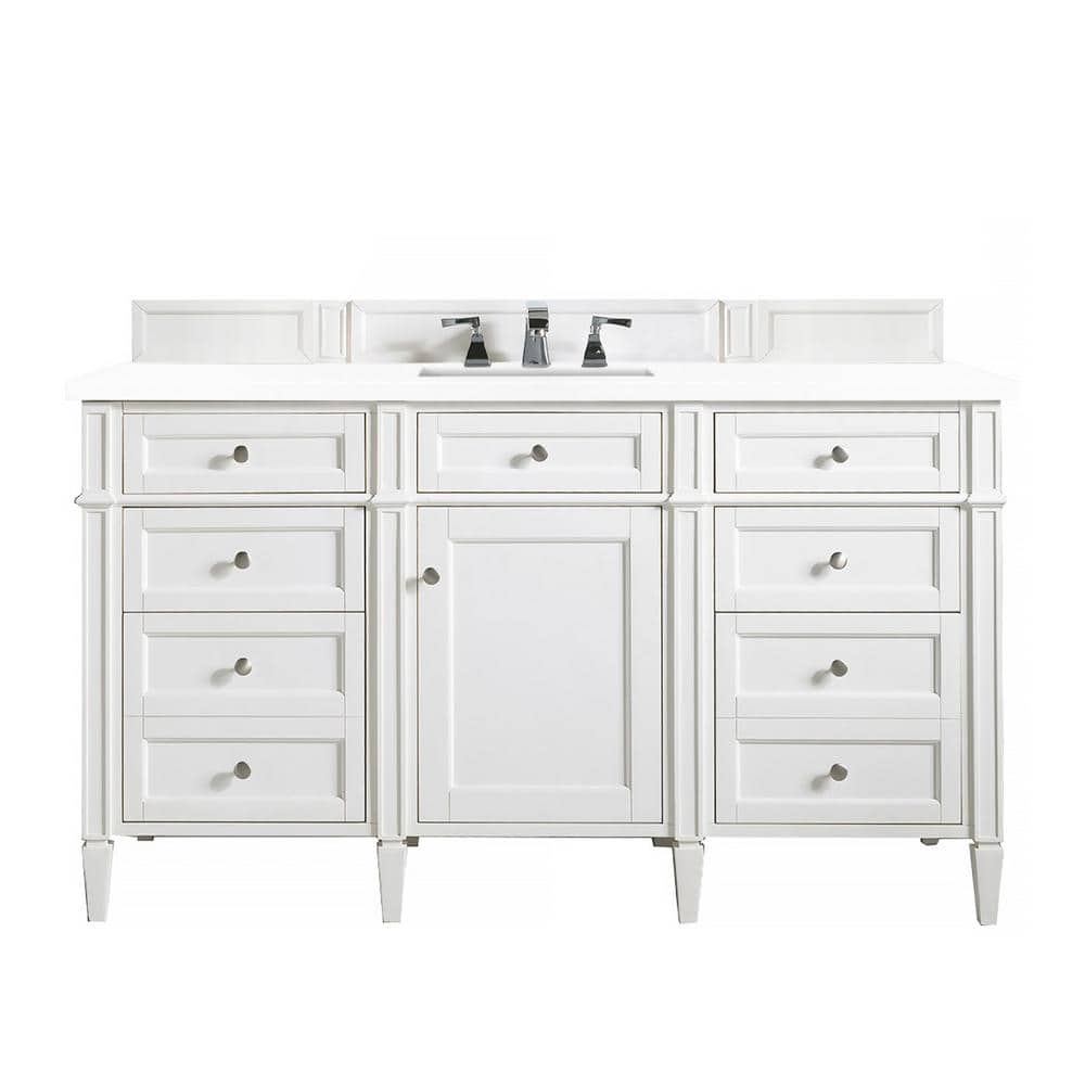 James Martin Vanities Brittany 60-Inch Bright White Single Bath Vanity with Quartz Top