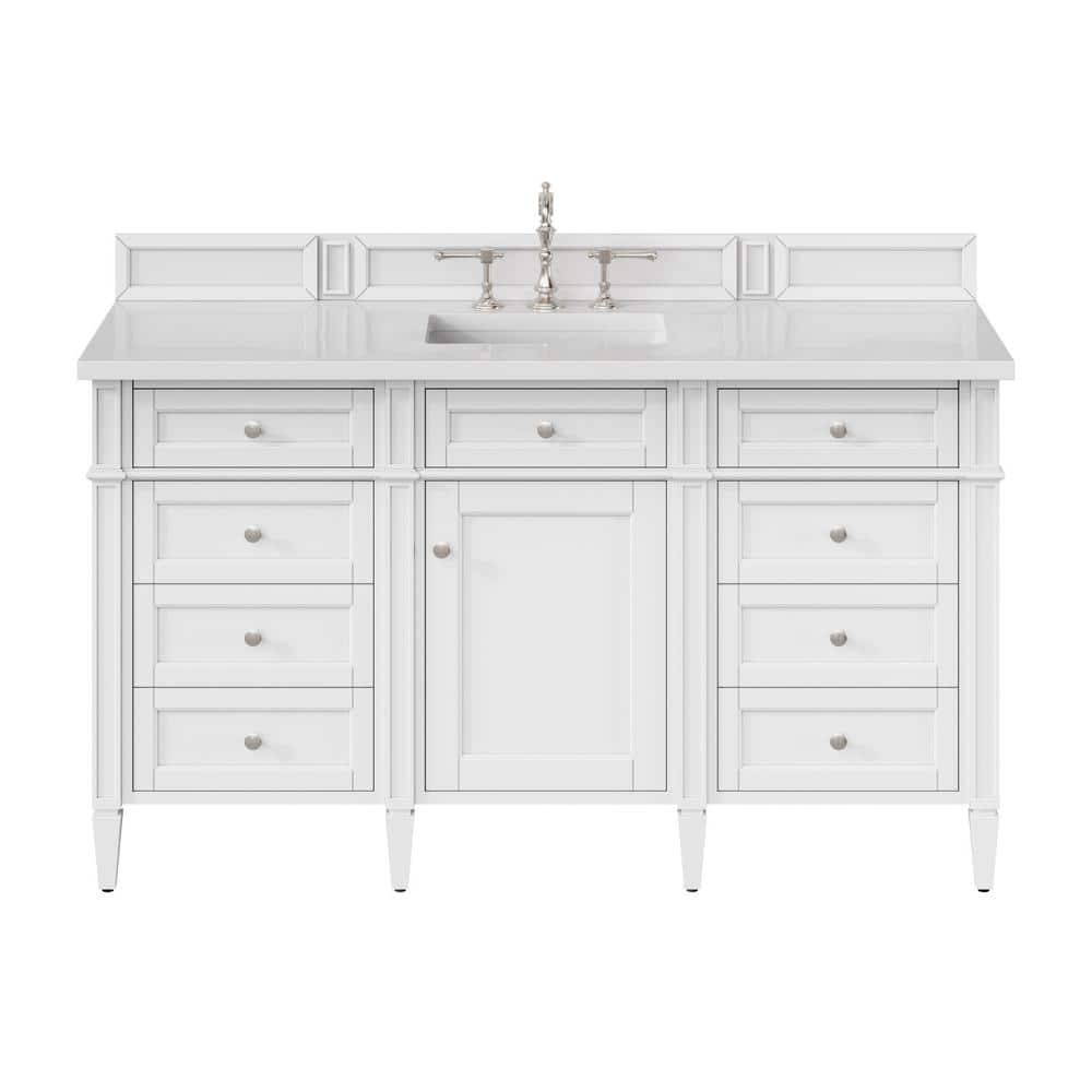 James Martin Vanities Brittany 60-Inch Bright White Single Bath Vanity with Quartz Top