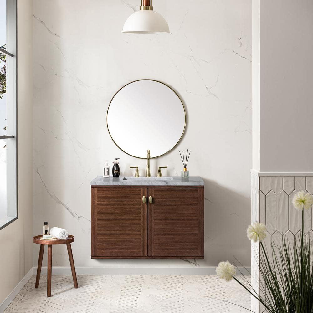 James Martin Vanities Amberly 36" Bathroom Vanity with Carrara Marble Top