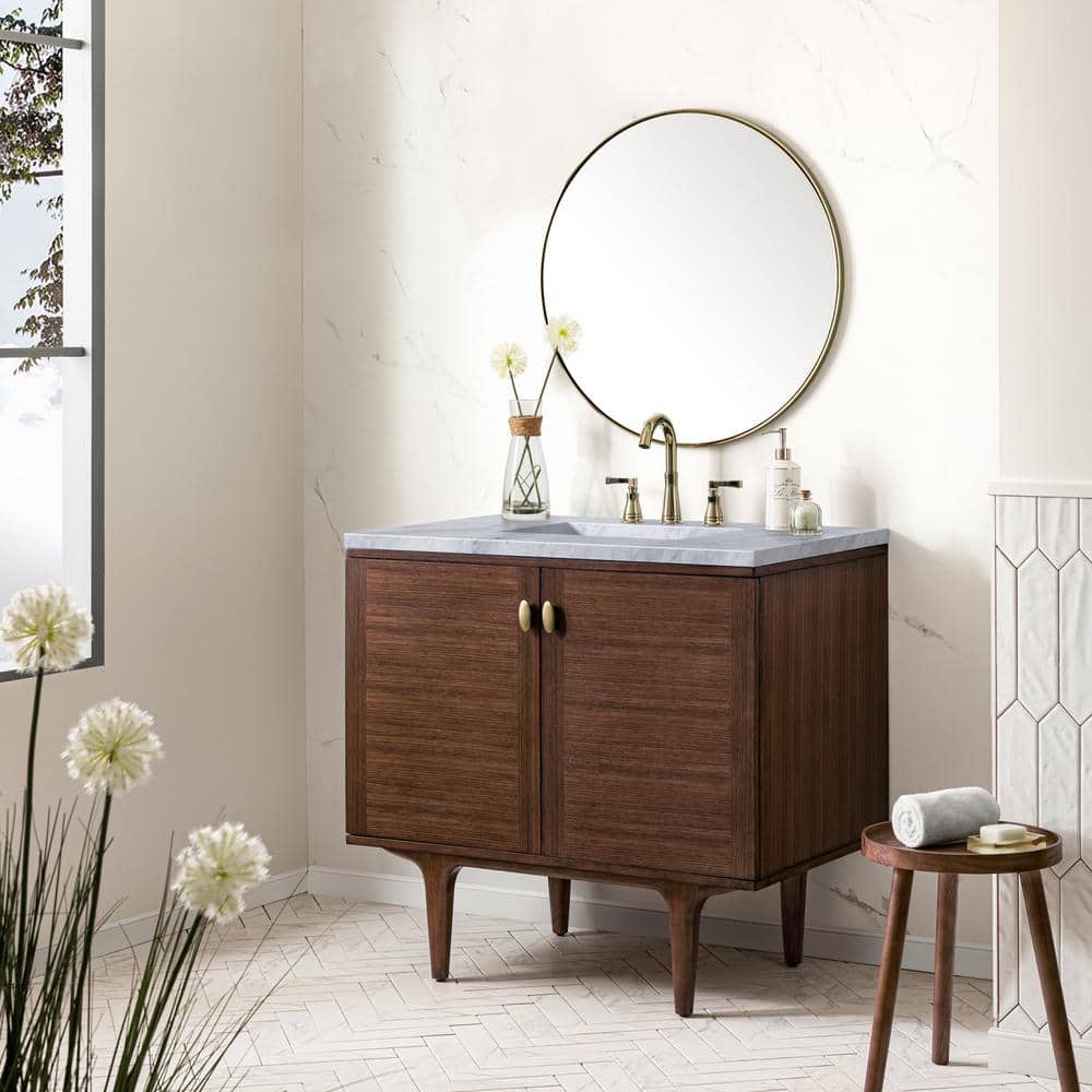 James Martin Vanities Amberly 36" Bathroom Vanity with Carrara Marble Top