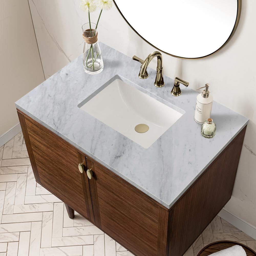 James Martin Vanities Amberly 36" Bathroom Vanity with Carrara Marble Top