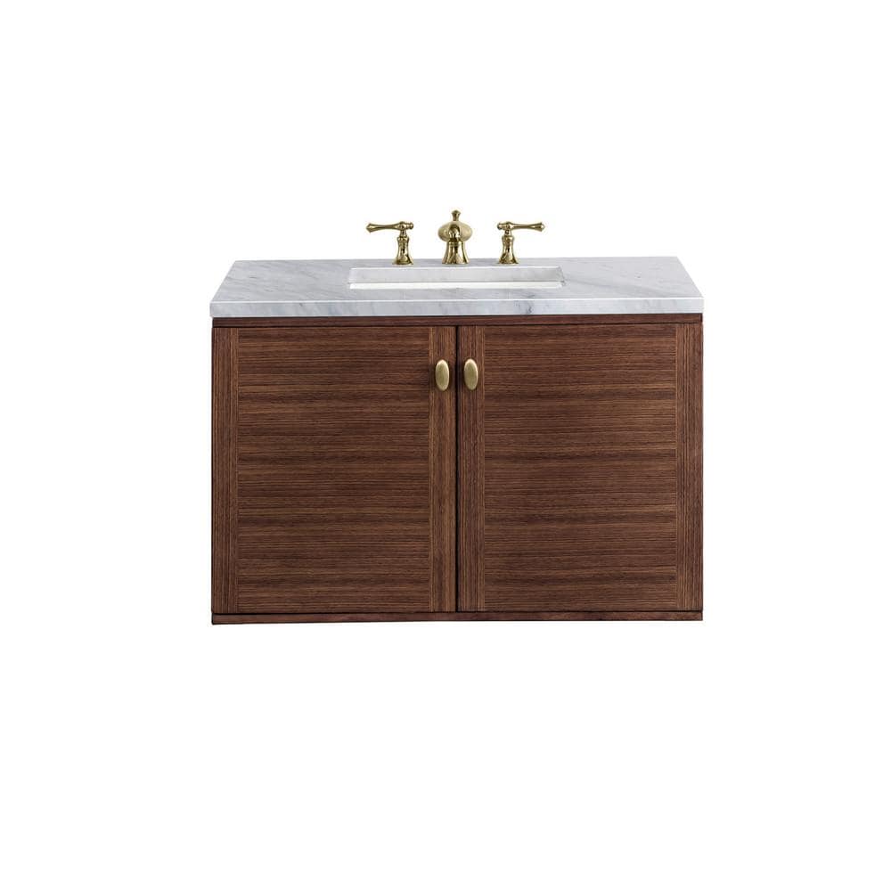James Martin Vanities Amberly 36" Bathroom Vanity with Carrara Marble Top