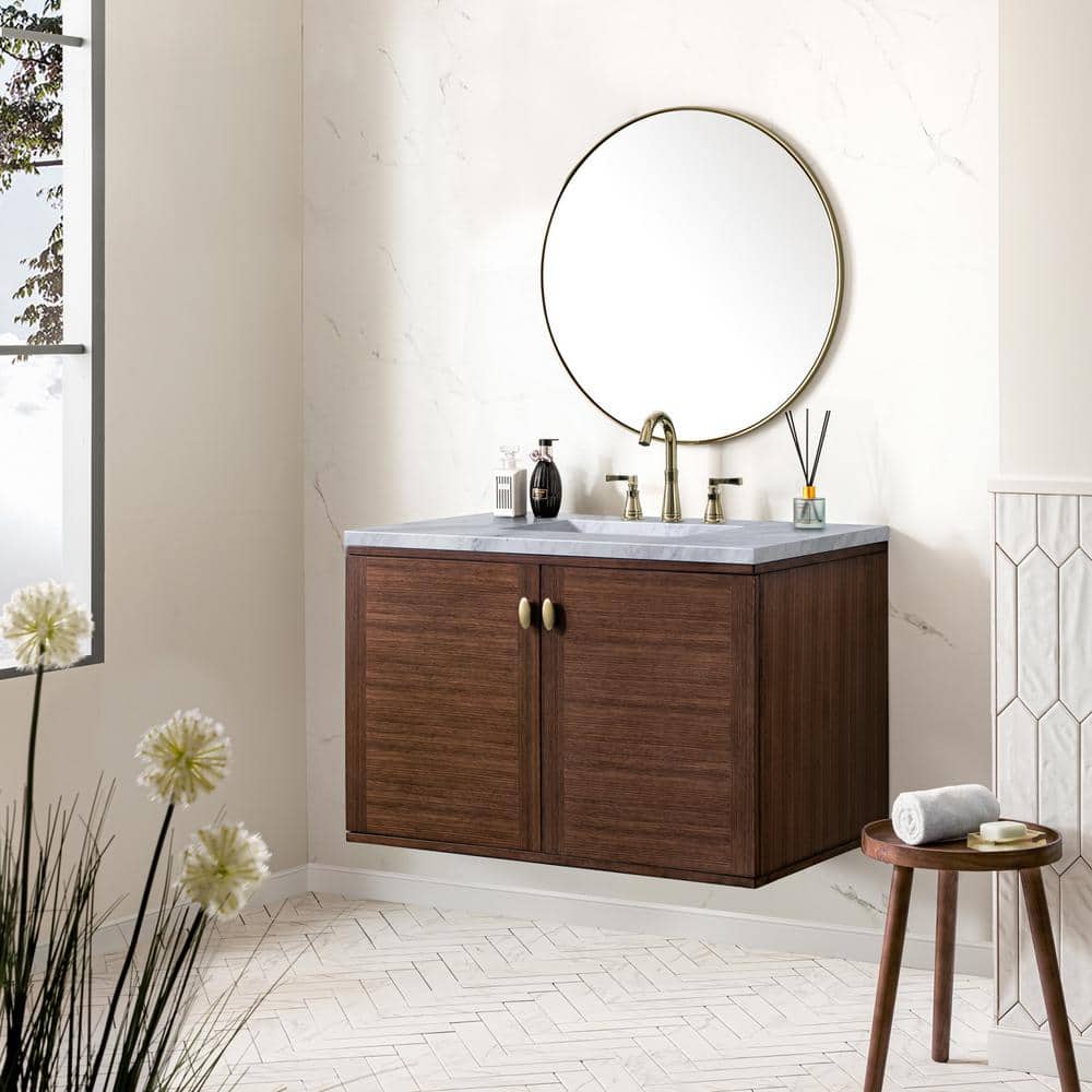 James Martin Vanities Amberly 36" Bathroom Vanity with Carrara Marble Top