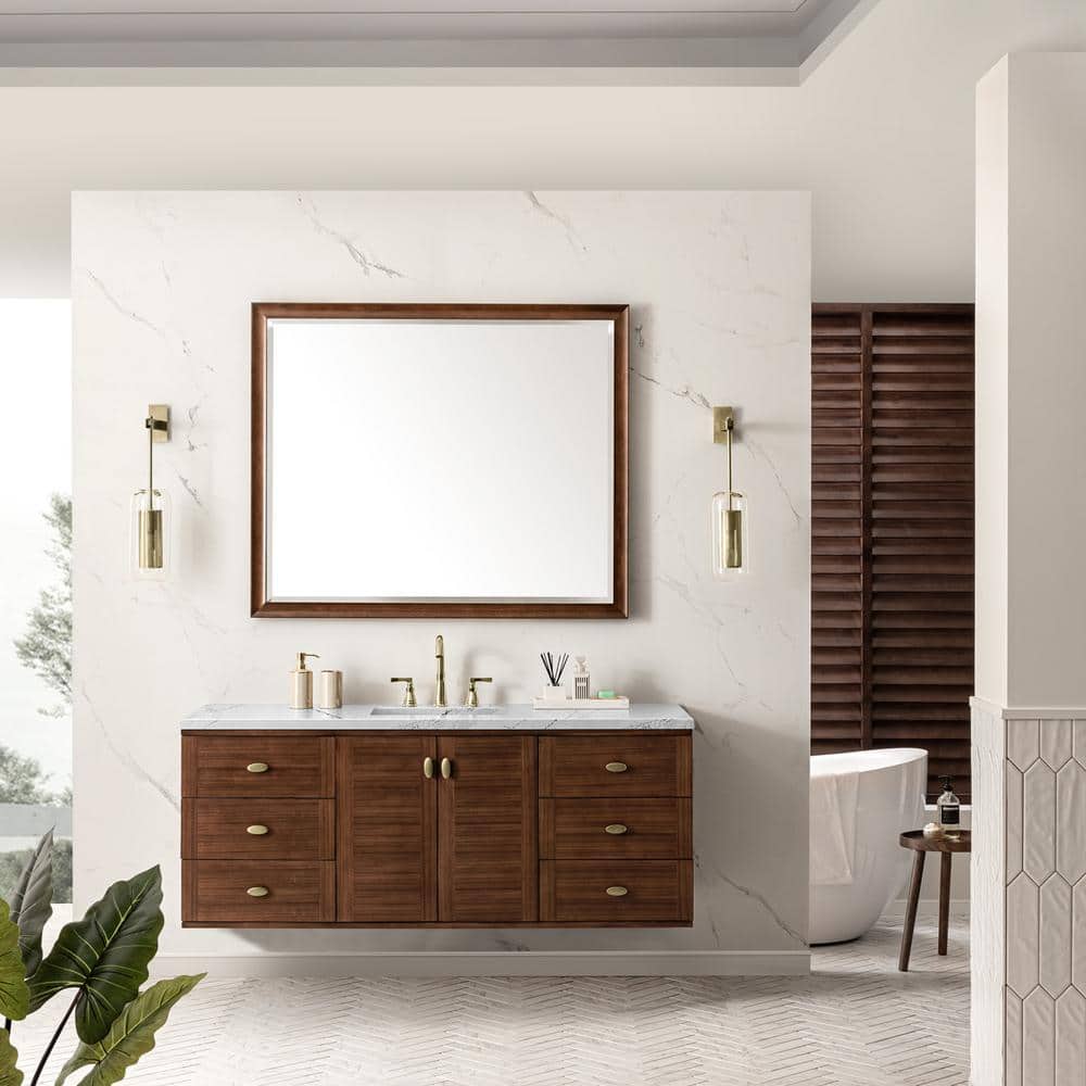 James Martin Vanities Amberly 60" Bathroom Vanity in Walnut with Quartz Top