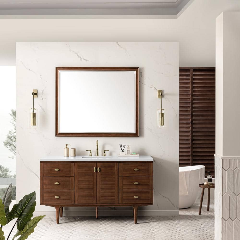 James Martin Vanities Amberly 60" Bathroom Vanity in Walnut with Quartz Top