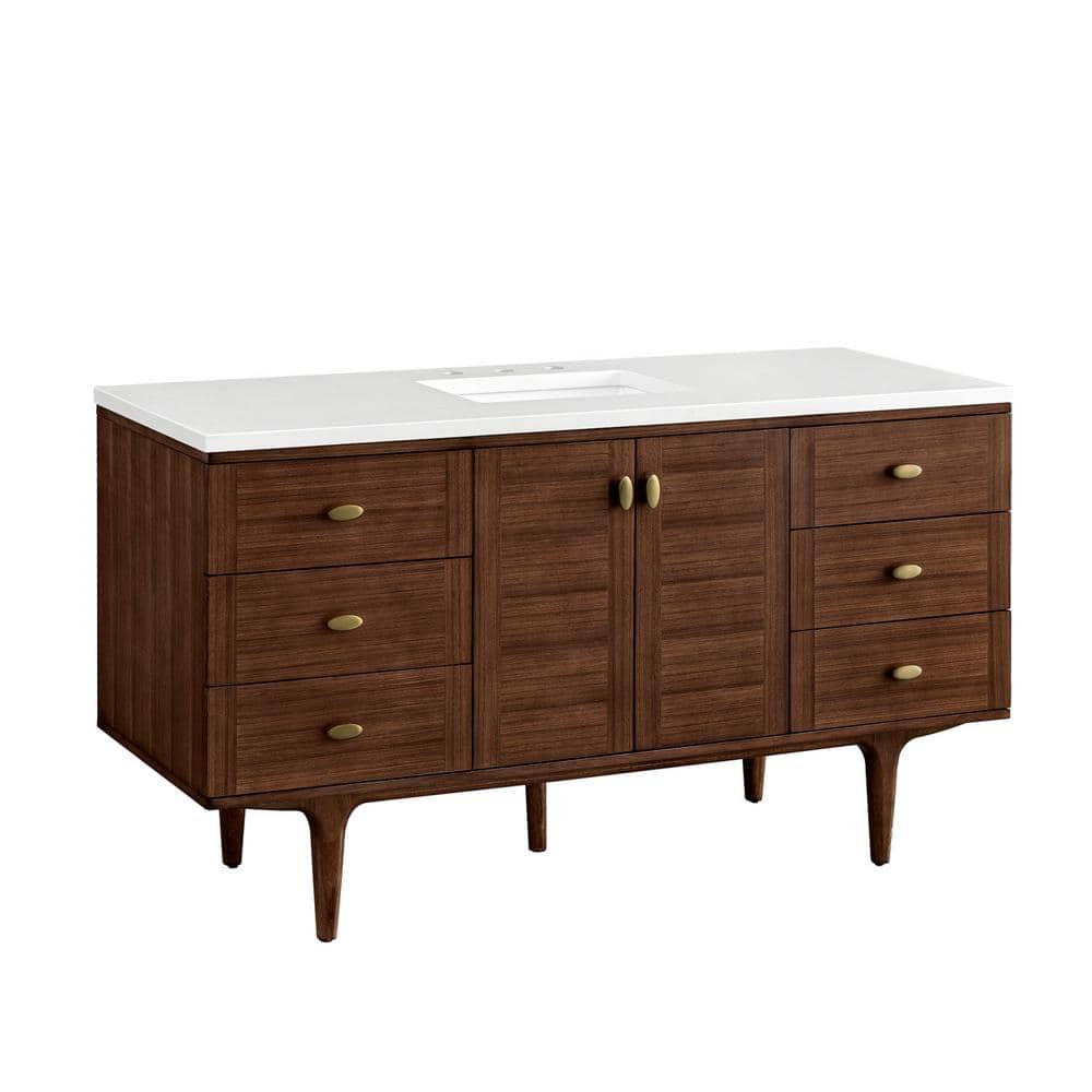 James Martin Vanities Amberly 60" Bathroom Vanity in Walnut with Quartz Top