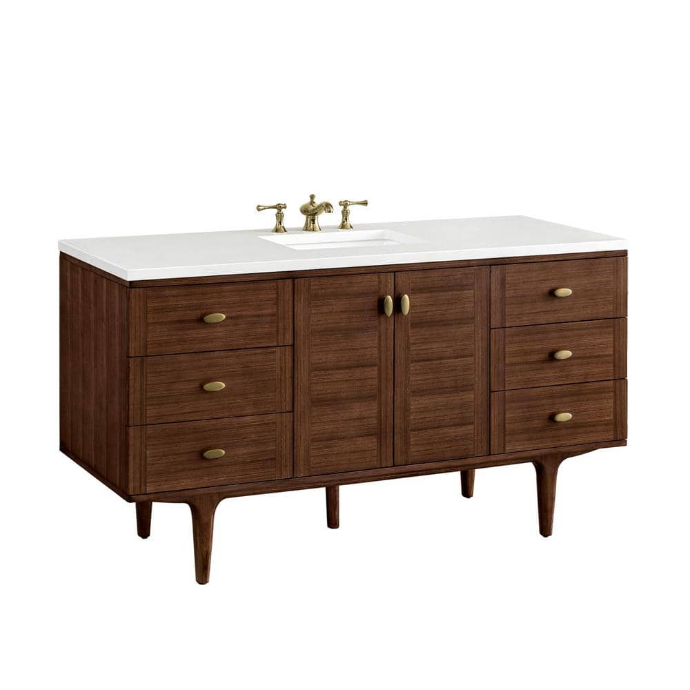 James Martin Vanities Amberly 60" Bathroom Vanity in Walnut with Quartz Top