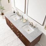 James Martin Vanities Amberly 72" Mid-Century Walnut Bathroom Vanity with Quartz Top