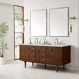 James Martin Vanities Amberly 72" Bathroom Vanity in Walnut with Quartz Top