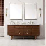 James Martin Vanities Amberly 72" Bathroom Vanity in Walnut with Quartz Top
