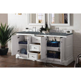 James Martin Vanities De Soto 73.3 in. Double Bathroom Vanity in Bright White with Parisien Bleu Quartz Top