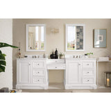 James Martin Vanities De Soto 96.5" Double Bathroom Vanity with Bright White Finish and Quartz Top