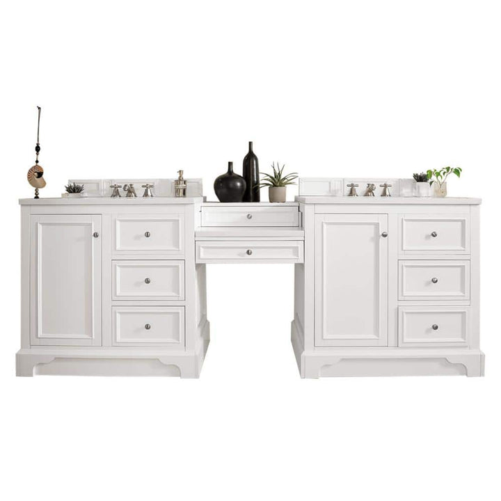 James Martin Vanities De Soto 96.5" Double Bathroom Vanity with Bright White Finish and Quartz Top