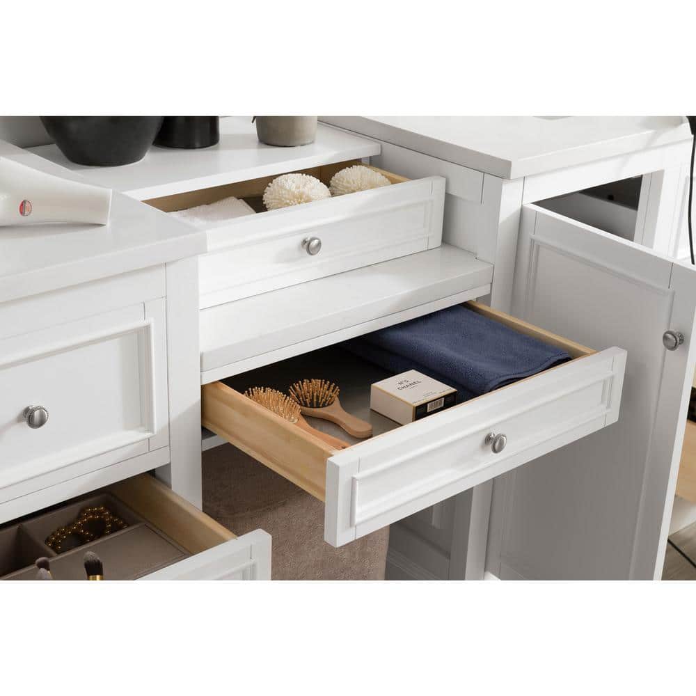 James Martin Vanities De Soto 96.5" Double Bathroom Vanity with Bright White Finish and Quartz Top