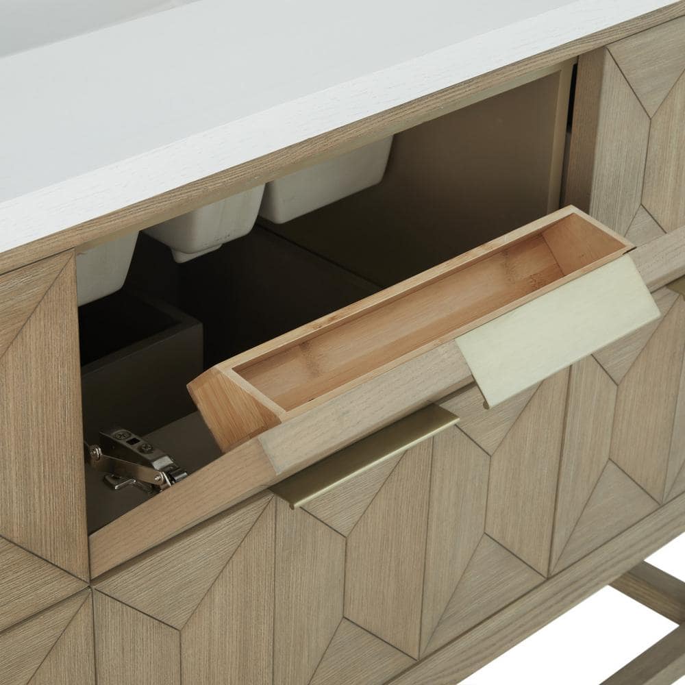 James Martin Vanities Emmeline 48" Bathroom Vanity in Pebble Oak with Quartz Top