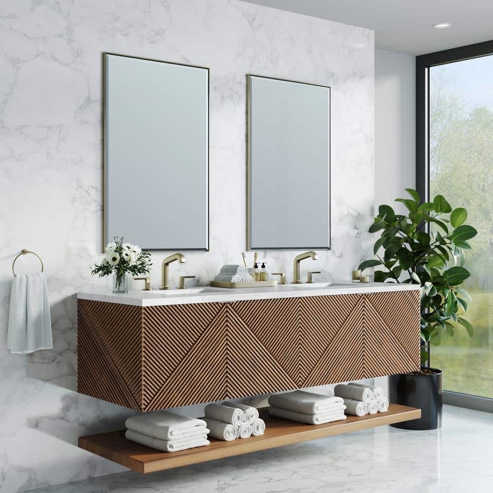 James Martin Vanities Marcello 72" Chestnut Bathroom Vanity with Arctic Fall Top