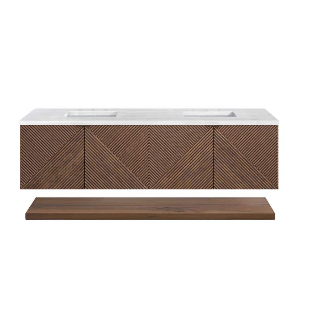 James Martin Vanities Marcello 72" Chestnut Bathroom Vanity with Arctic Fall Top