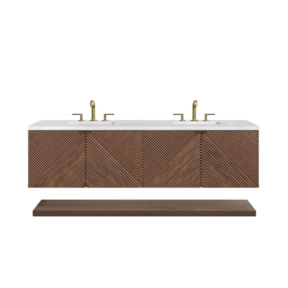 James Martin Vanities Marcello 72" Chestnut Bathroom Vanity with Arctic Fall Top