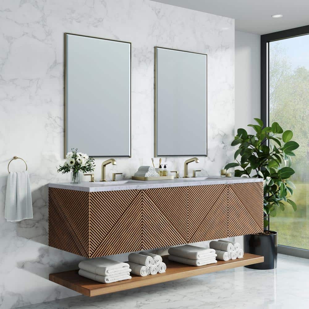 James Martin Vanities Marcello 72" Chestnut Bathroom Vanity with Carrara Marble Top