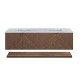 James Martin Vanities Marcello 72" Chestnut Bathroom Vanity with Carrara Marble Top