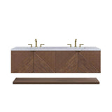 James Martin Vanities Marcello 72" Chestnut Bathroom Vanity with Carrara Marble Top