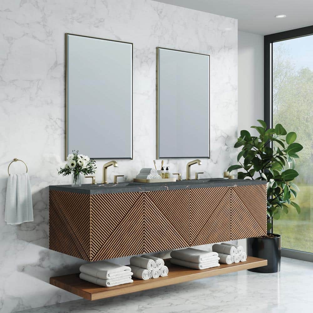 James Martin Vanities Marcello 72" Chestnut Bathroom Vanity with Parisien Bleu Quartz Top