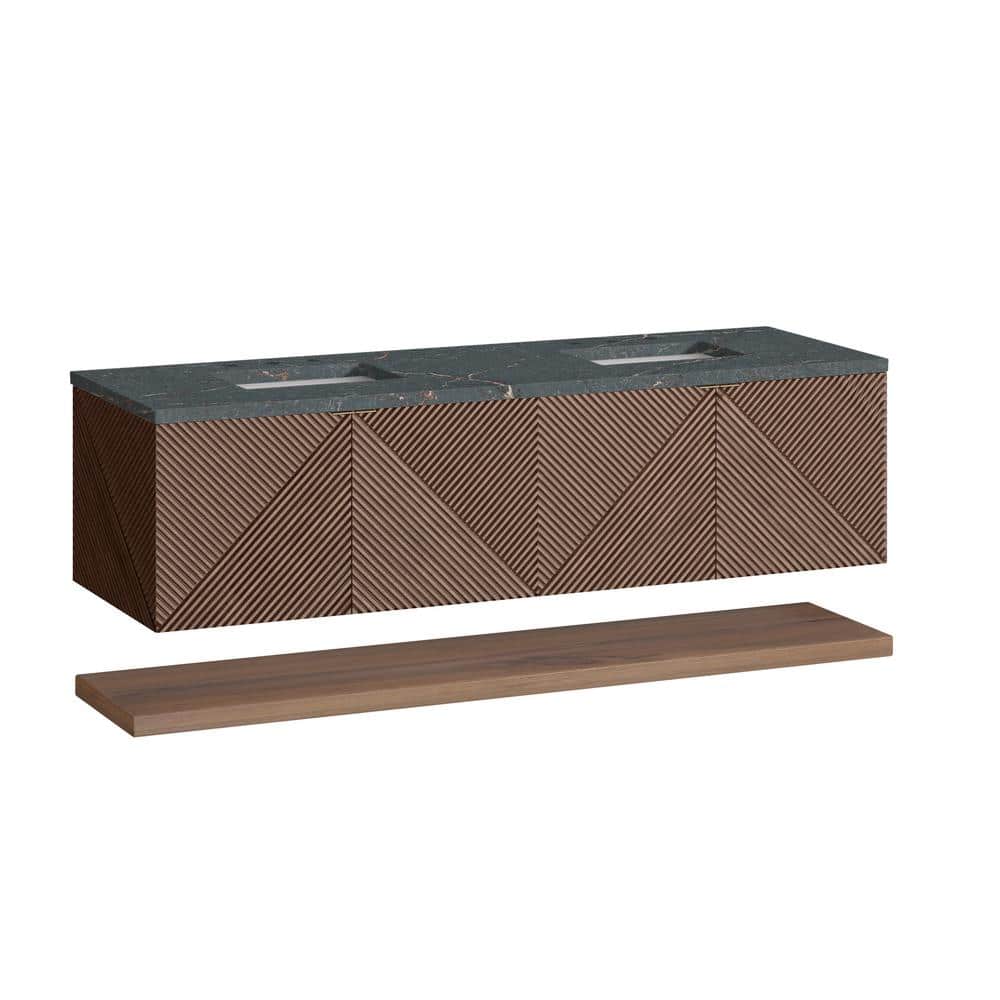 James Martin Vanities Marcello 72" Chestnut Bathroom Vanity with Parisien Bleu Quartz Top