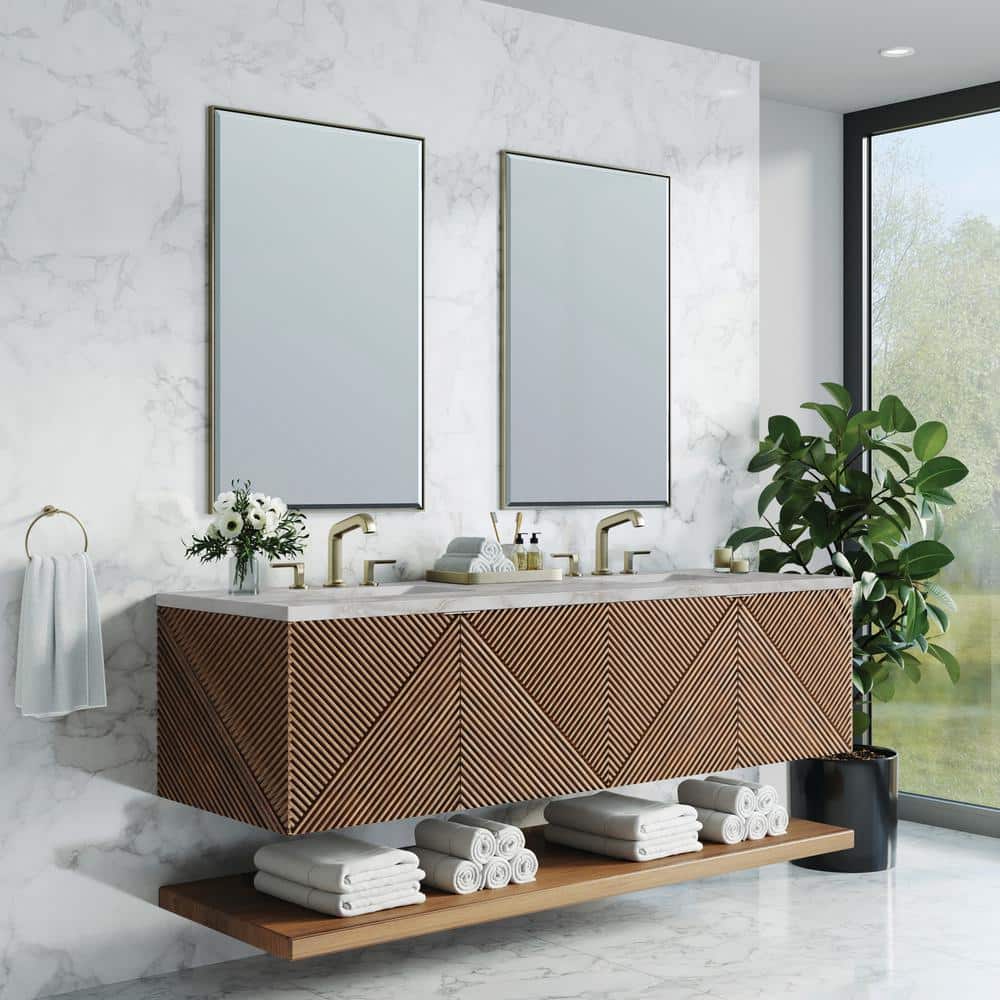 James Martin Vanities Marcello 72" Double Bathroom Vanity in Chestnut with Quartz Top