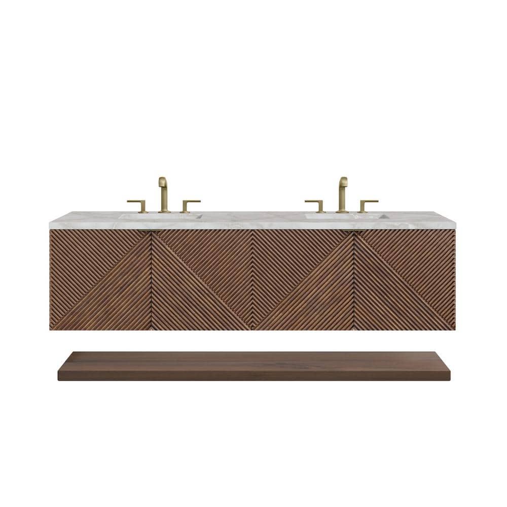 James Martin Vanities Marcello 72" Double Bathroom Vanity in Chestnut with Quartz Top