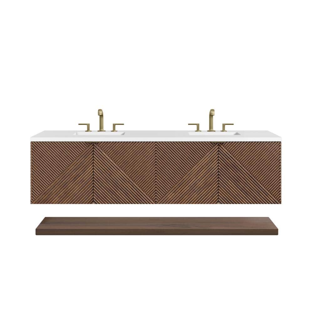 James Martin Vanities Marcello 72" Chestnut Bathroom Vanity with Quartz Top