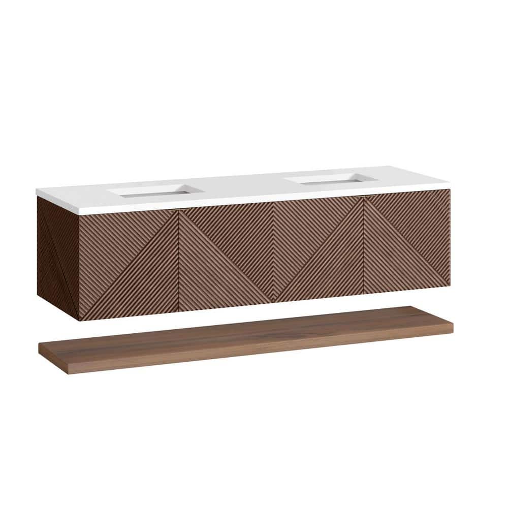 James Martin Vanities Marcello 72" Chestnut Bathroom Vanity with Quartz Top