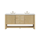 James Martin Vanities Marigot 72" Double Bathroom Vanity in Sunwashed Oak with Arctic Fall Top