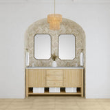 James Martin Vanities Marigot 72" Double Bathroom Vanity in Sunwashed Oak with Arctic Fall Top