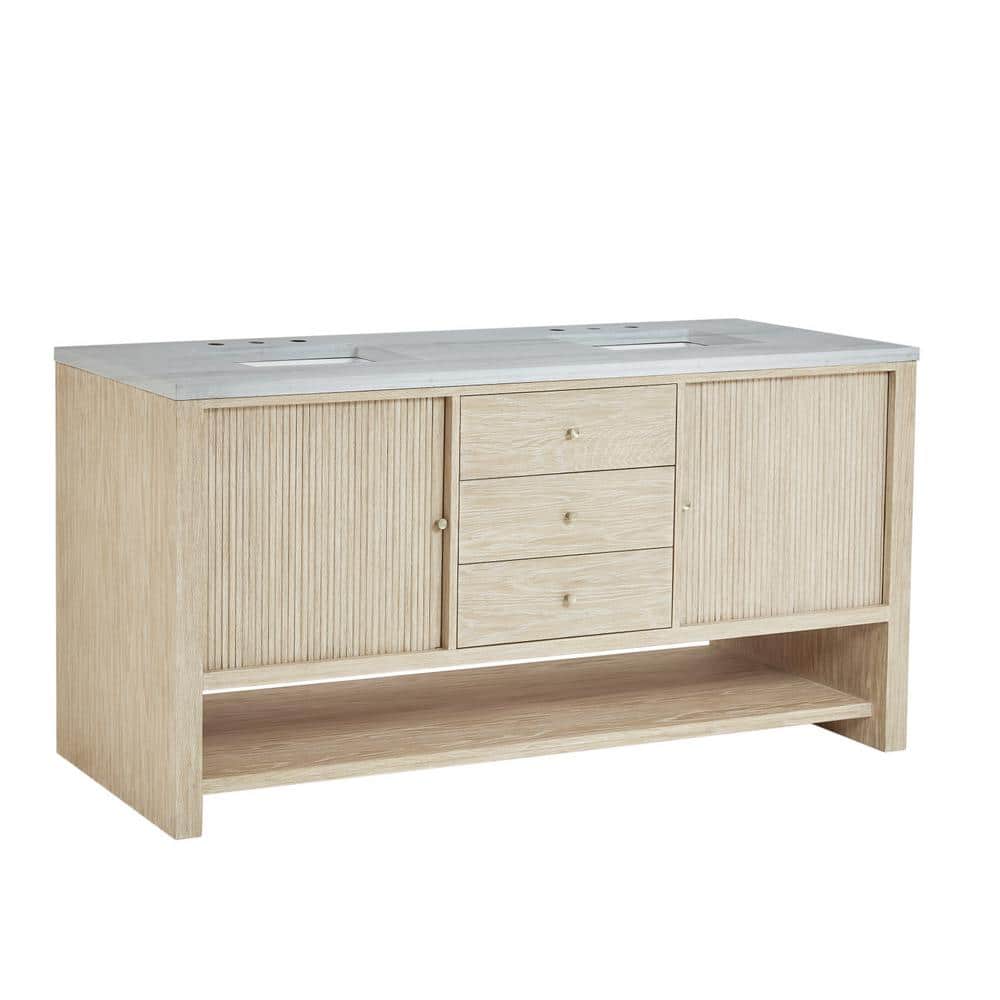 James Martin Vanities Marigot 72" Double Bathroom Vanity in Sunwashed Oak with Arctic Fall Top