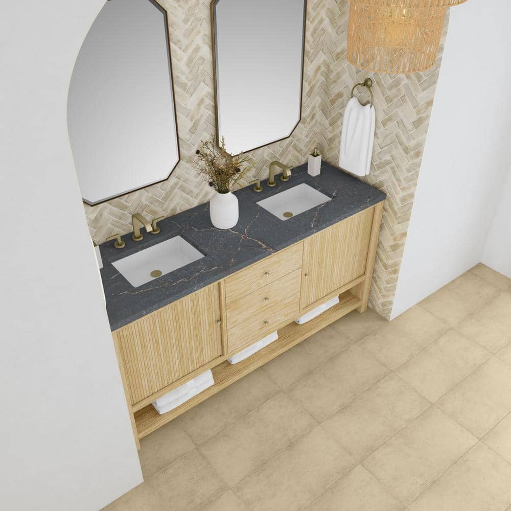James Martin Vanities Marigot 72" Double Bathroom Vanity in Sunwashed Oak with Quartz Top