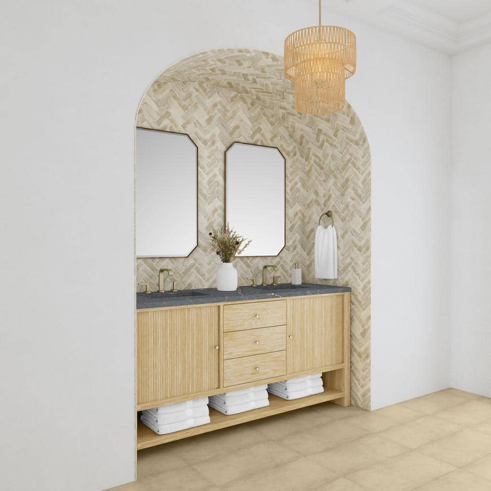 James Martin Vanities Marigot 72" Double Bathroom Vanity in Sunwashed Oak with Quartz Top