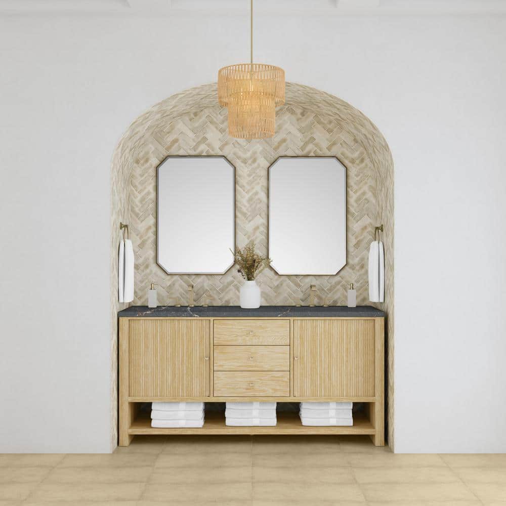 James Martin Vanities Marigot 72" Double Bathroom Vanity in Sunwashed Oak with Quartz Top