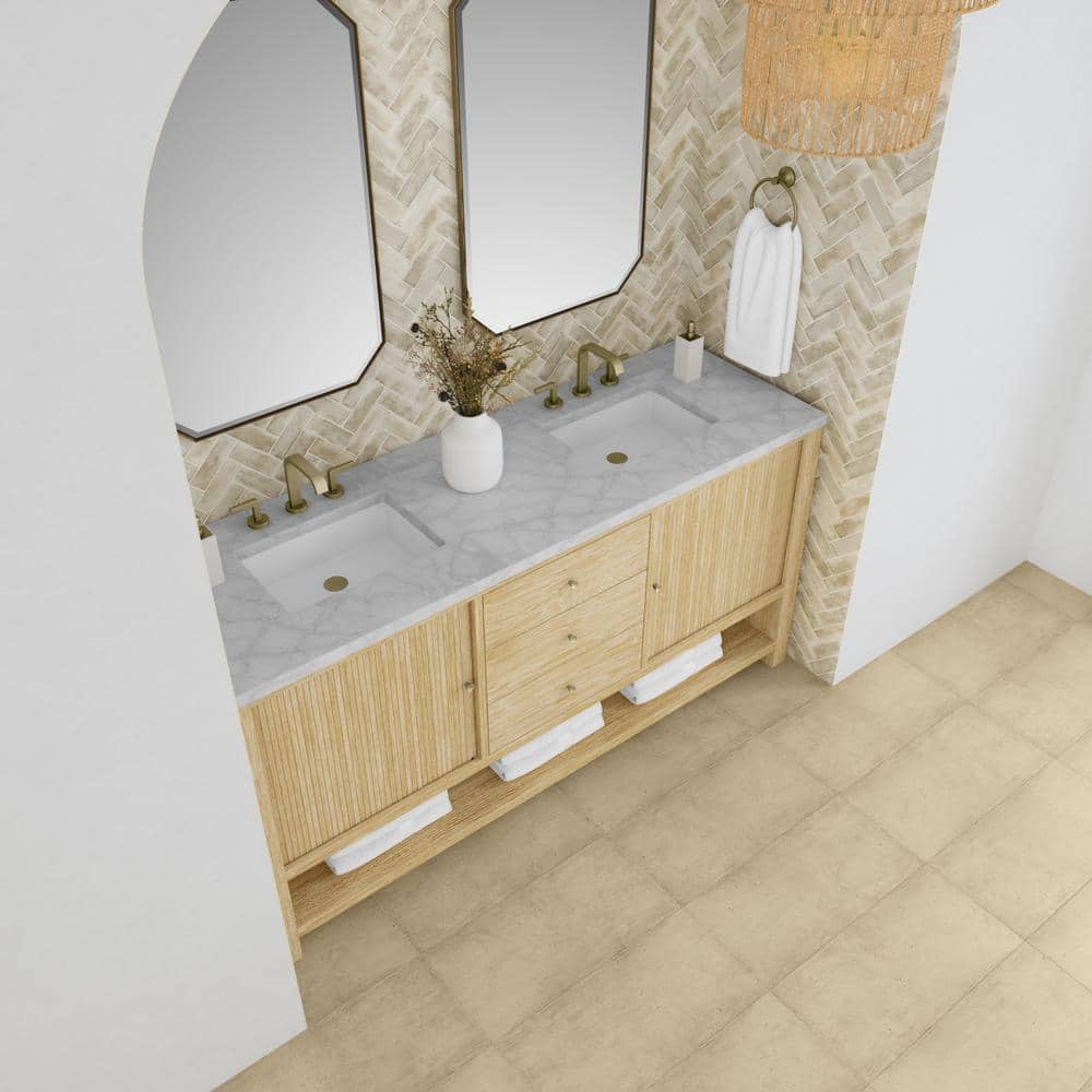 James Martin Vanities Marigot 72" Double Bath Vanity in Sunwashed Oak with Quartz Top
