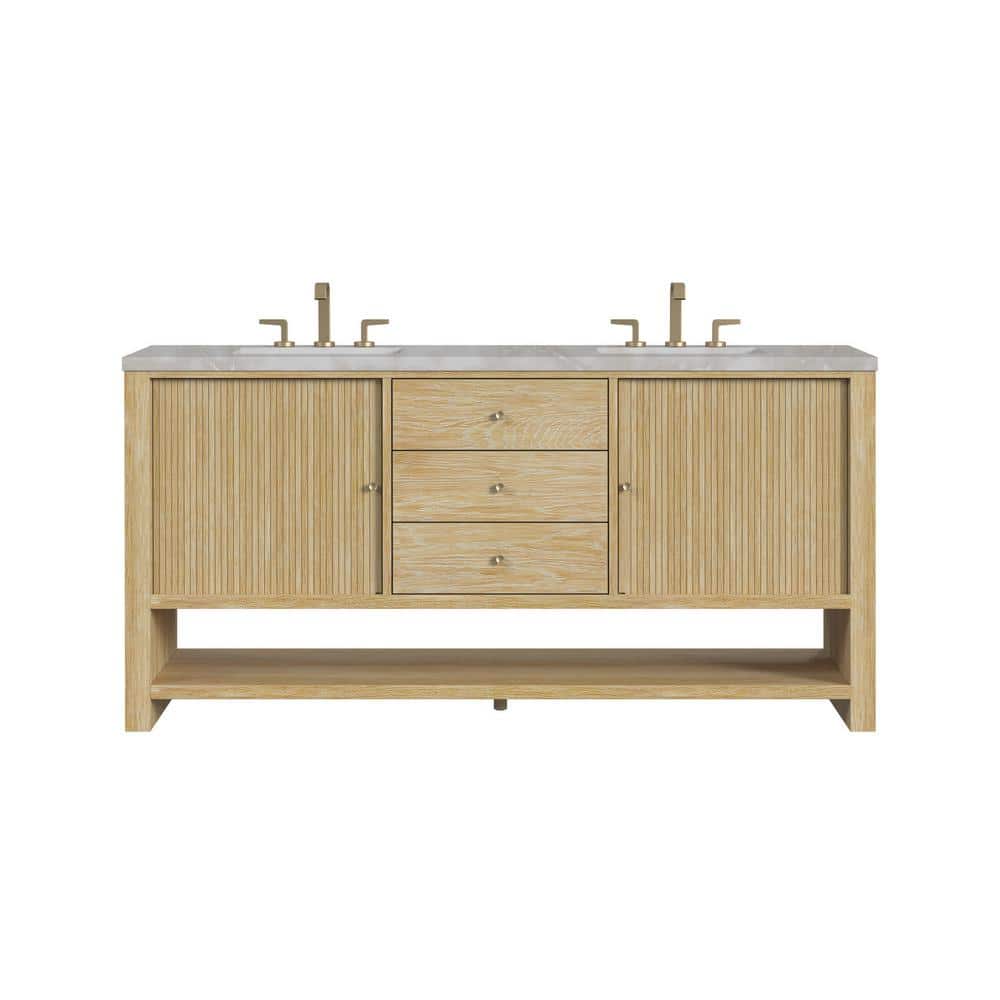 James Martin Vanities Marigot 72" Double Bath Vanity in Sunwashed Oak with Quartz Top