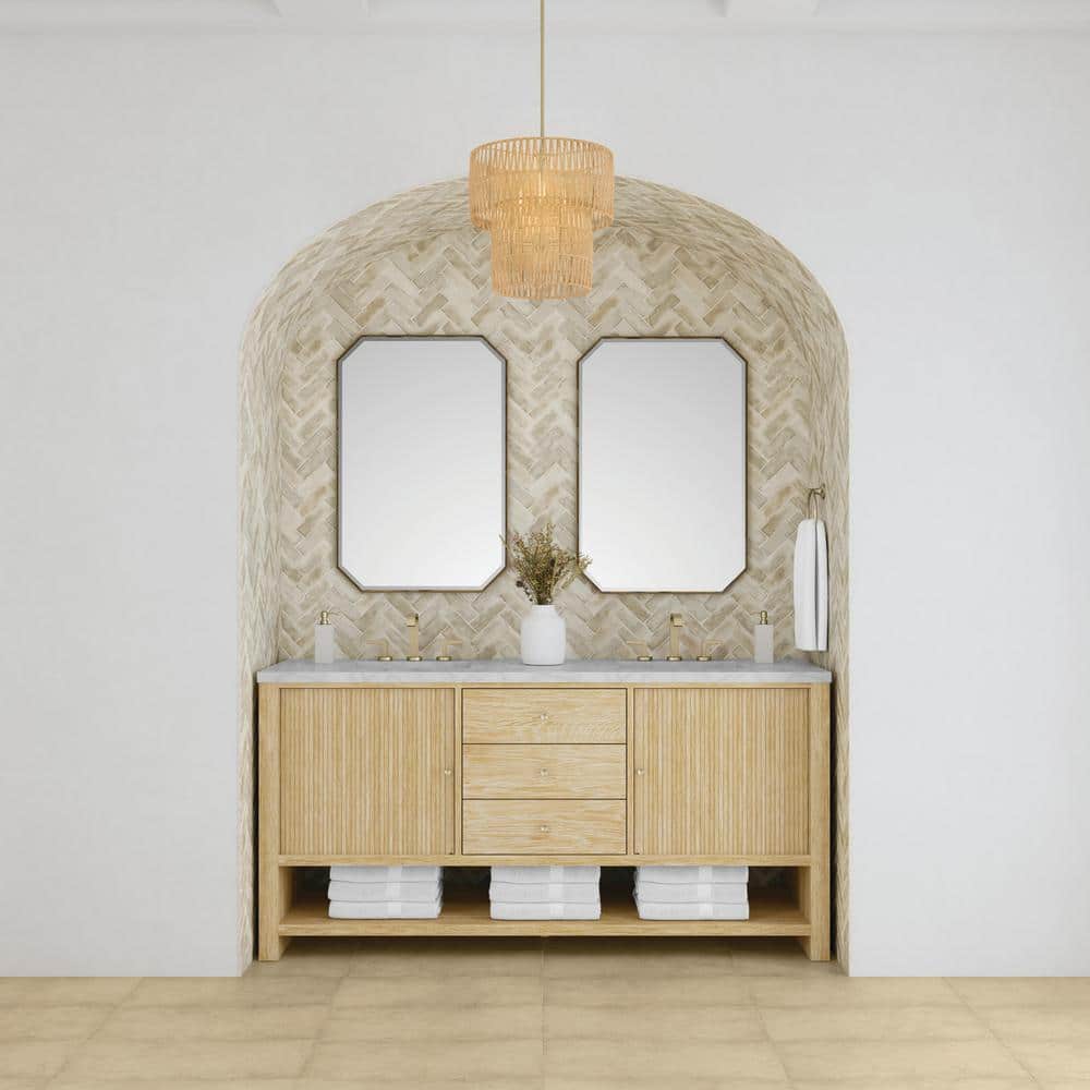 James Martin Vanities Marigot 72" Double Bath Vanity in Sunwashed Oak with Quartz Top