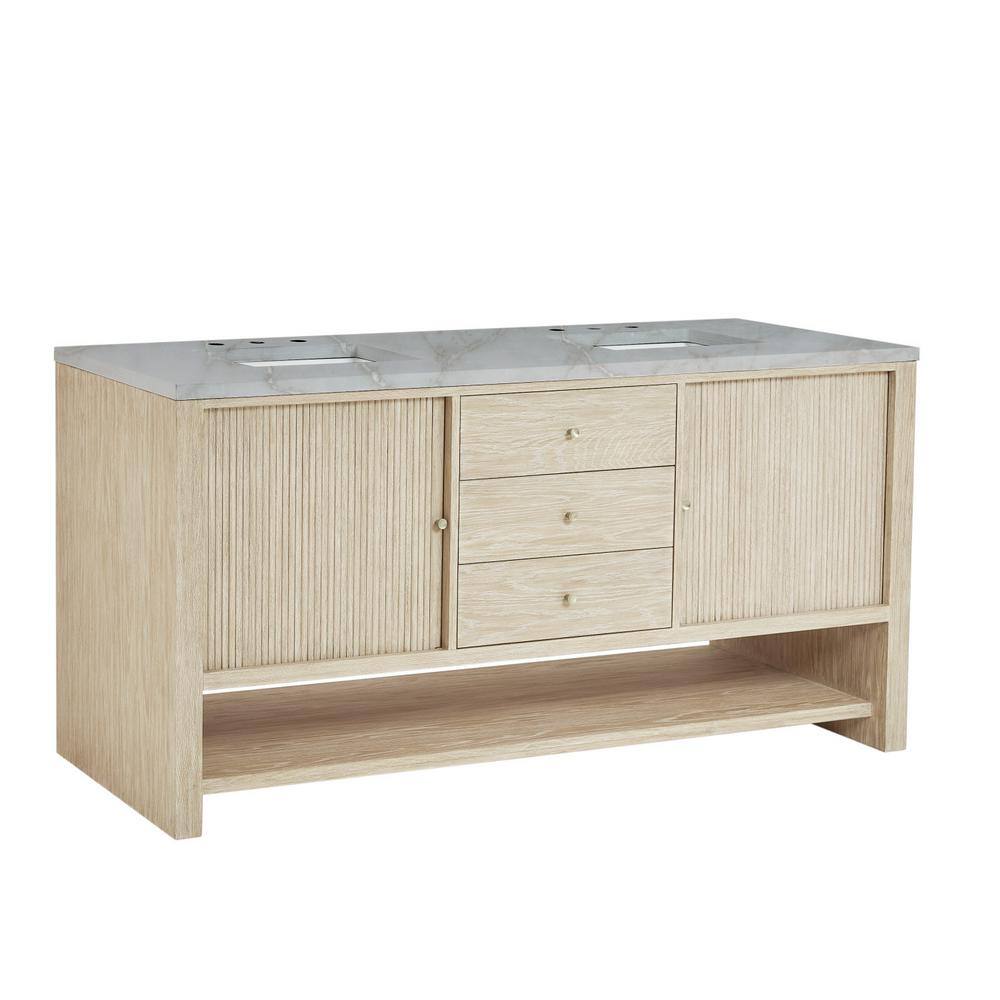 James Martin Vanities Marigot 72" Double Bath Vanity in Sunwashed Oak with Quartz Top