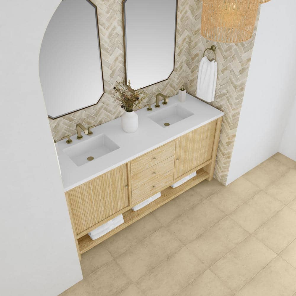 James Martin Vanities Marigot 72" Double Bathroom Vanity in Sunwashed Oak with Quartz Top