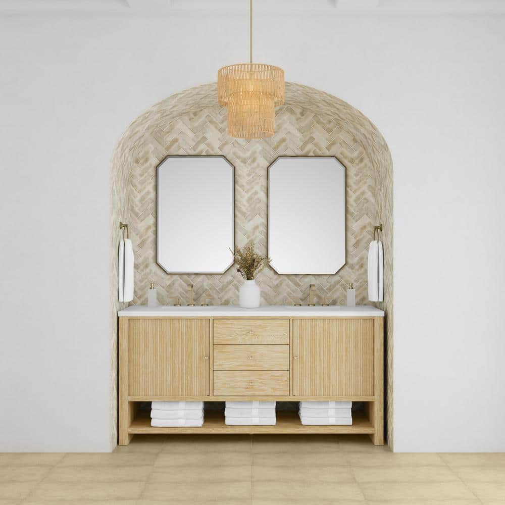 James Martin Vanities Marigot 72" Double Bathroom Vanity in Sunwashed Oak with Quartz Top