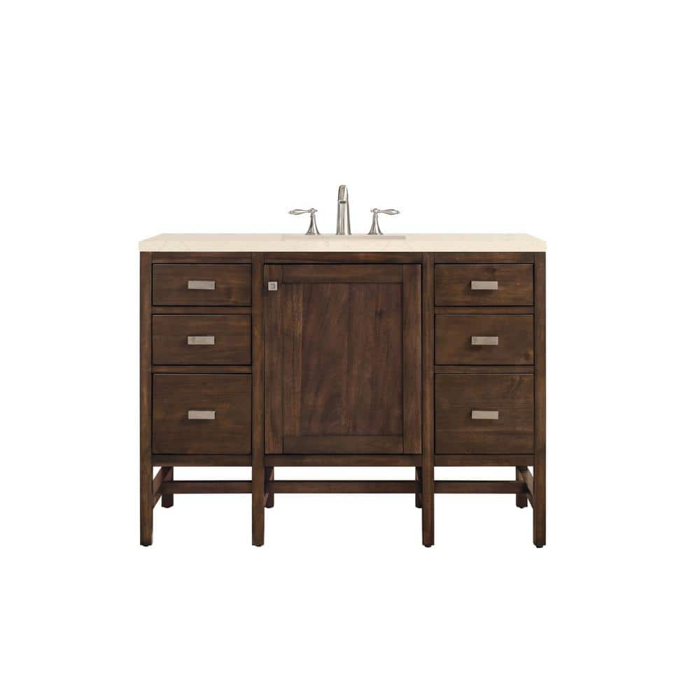 James Martin Vanities Addison 48-inch Bath Vanity in Mid-Century Acacia with Quartz Top