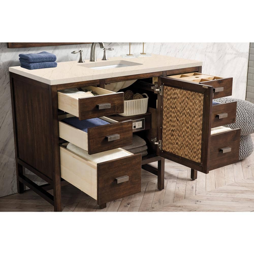 James Martin Vanities Addison 48-inch Bath Vanity in Mid-Century Acacia with Quartz Top