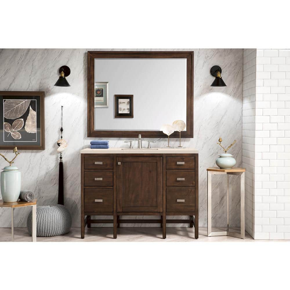 James Martin Vanities Addison 48-inch Bath Vanity in Mid-Century Acacia with Quartz Top
