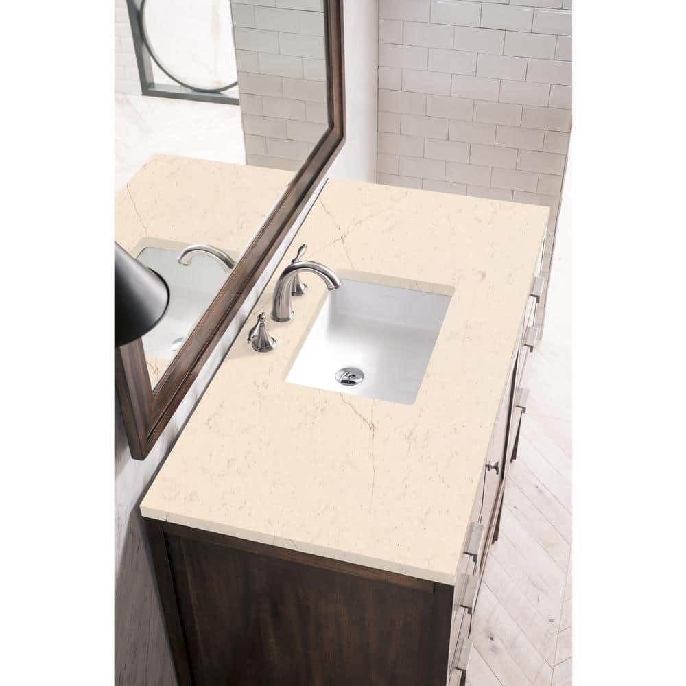James Martin Vanities Addison 48-inch Bath Vanity in Mid-Century Acacia with Quartz Top