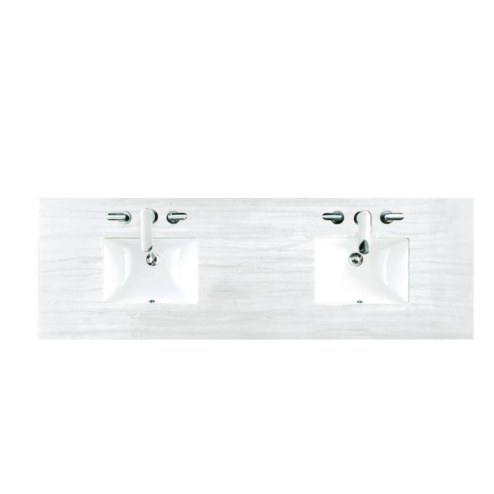 James Martin Vanities Addison 72-inch Glossy White Bath Vanity with Arctic Fall Top