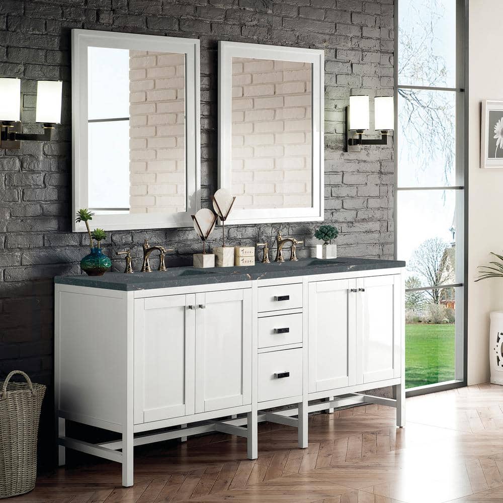 James Martin Vanities Addison 72 in. Double Bath Vanity with Parisien Bleu Quartz Top