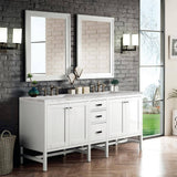 James Martin Vanities Addison 72" Double Bathroom Vanity in Glossy White with Quartz Top